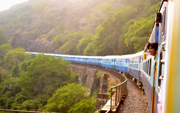 Train going around a bend