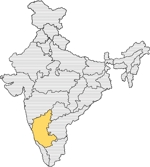 A map of India with Karnataka highlighted red