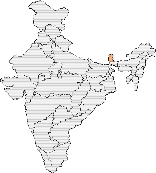 A map of India with Sikkim highlighted red
