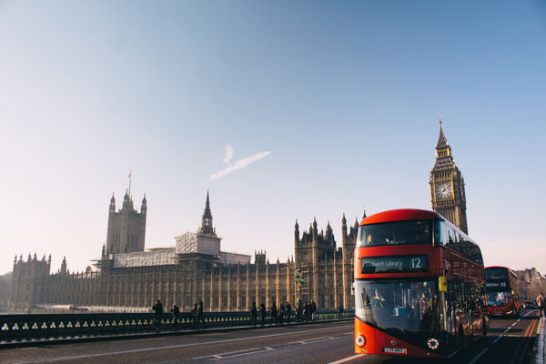 London Bus in front of Parliament