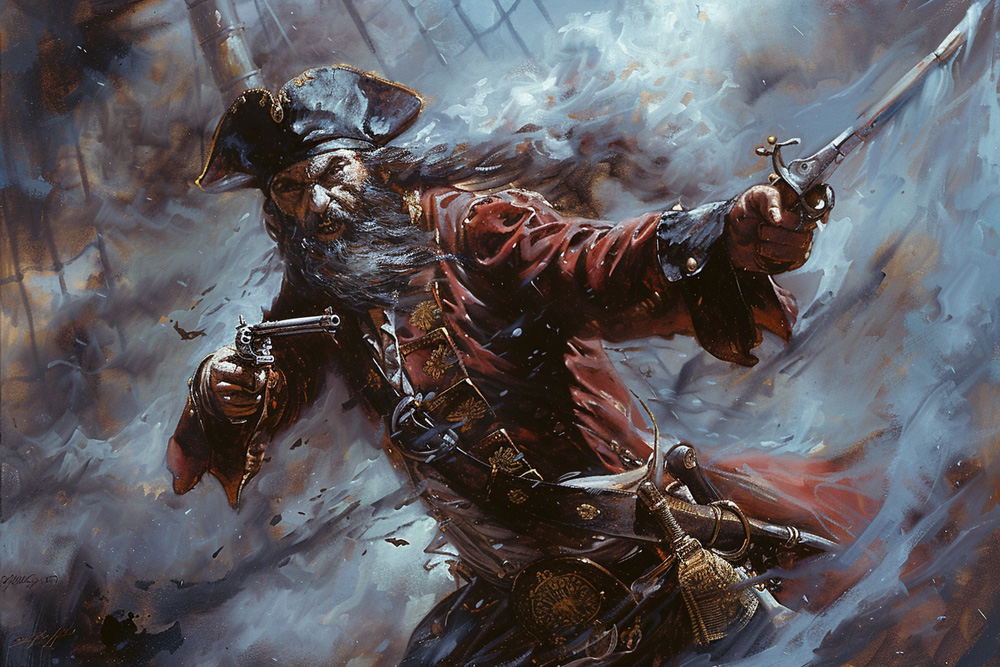 digital image of Blackbeard in his final battle