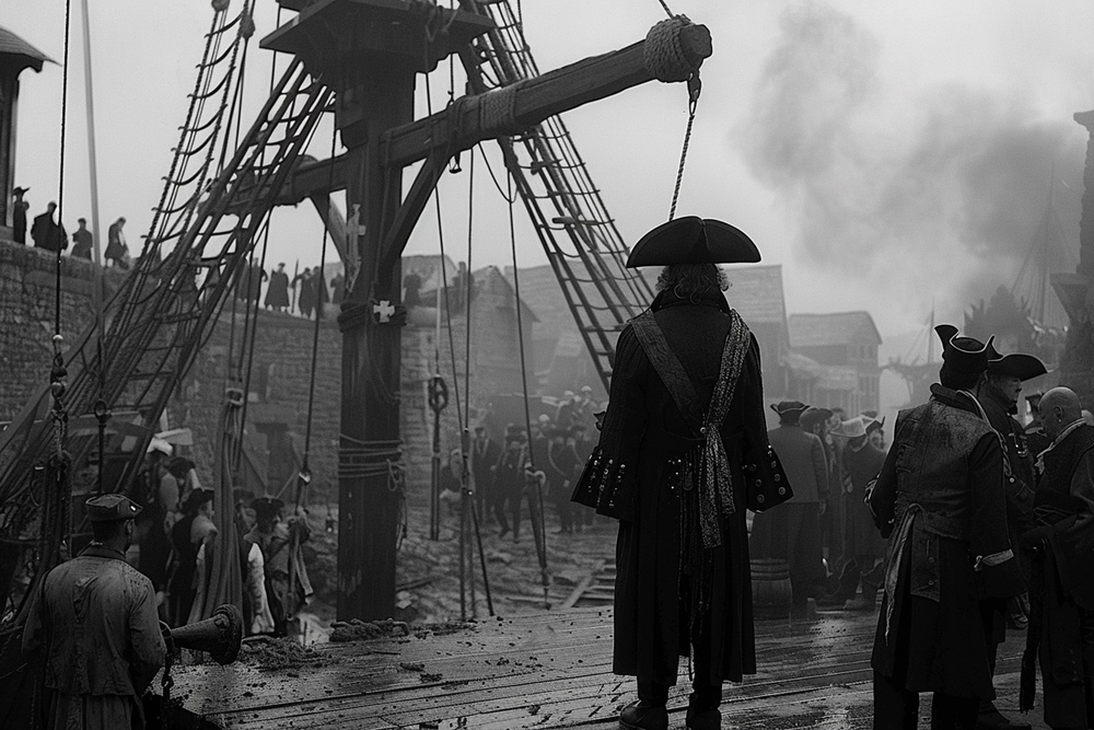 digital image of Captain Kidd awaiting his execution