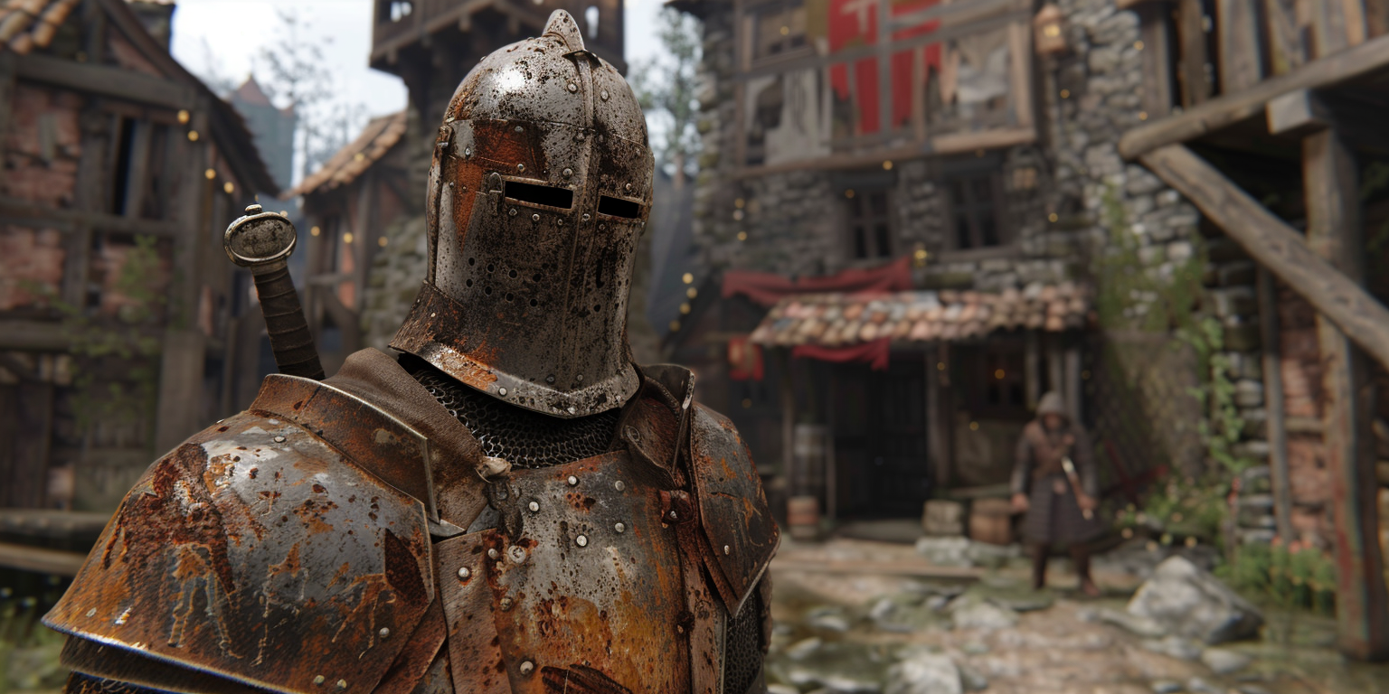 digital art of Yniol, knight with rusted armor