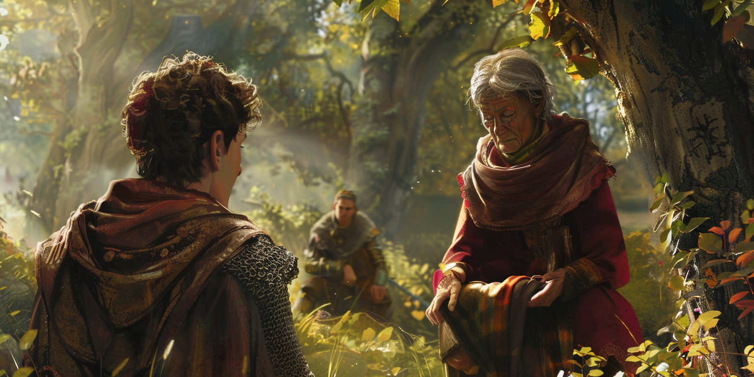digital art of the wise woman telling a story