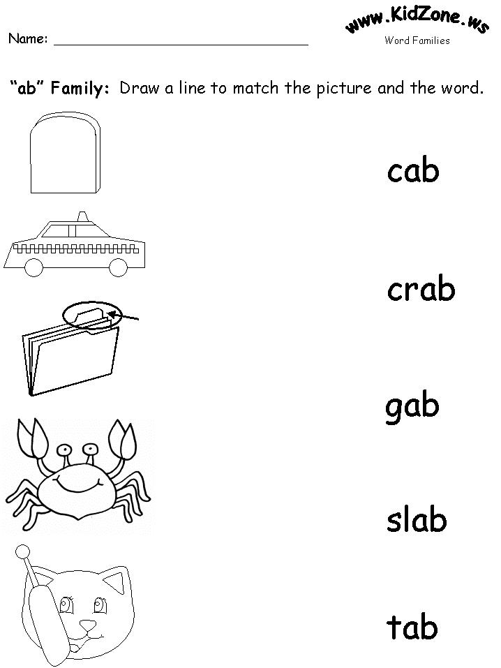 NEW 169 WORD FAMILY WORKSHEETS KIDZONE Family Worksheet