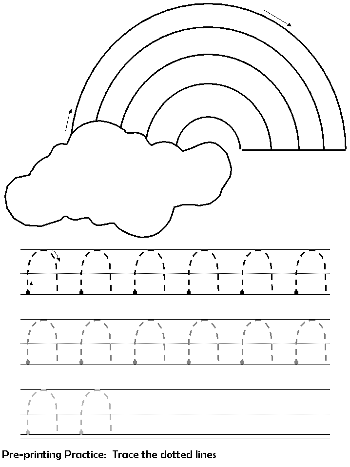 pre-printing practice worksheet - rainbow curves