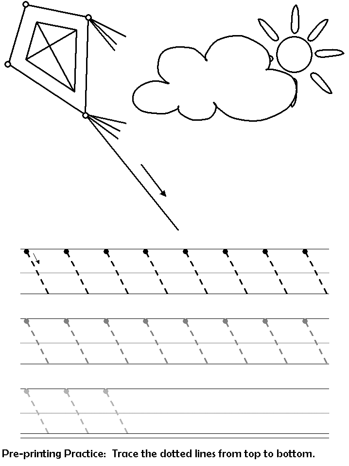 pre-printing practice worksheet - kite diagonal lines