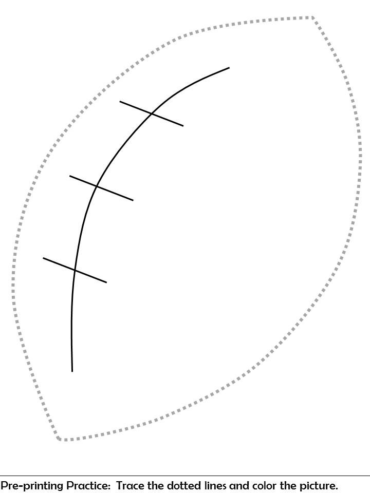 football trace and color worksheet | pre-printing practice worksheet