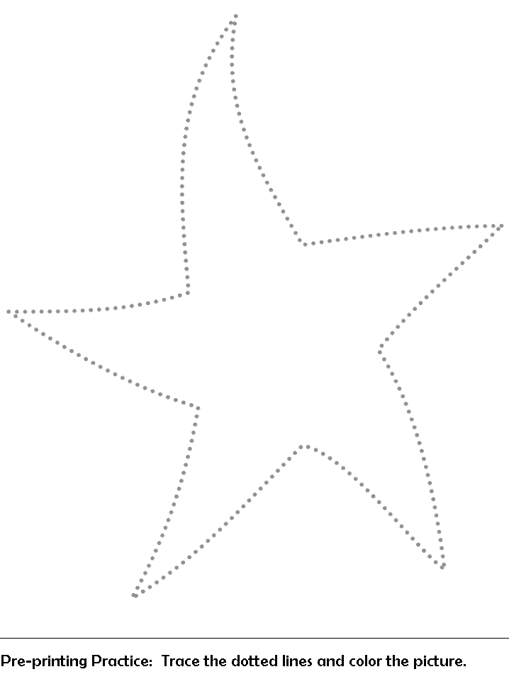 curved star trace and color worksheet | pre-printing practice worksheet