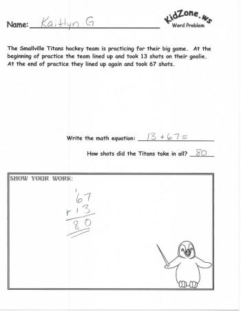 Winter themed math word problems - grades 1 to 5