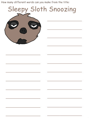 sloths wordmine