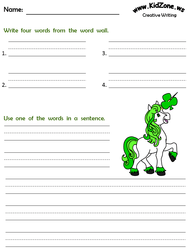 St Patrick's Day creative writing printable in color