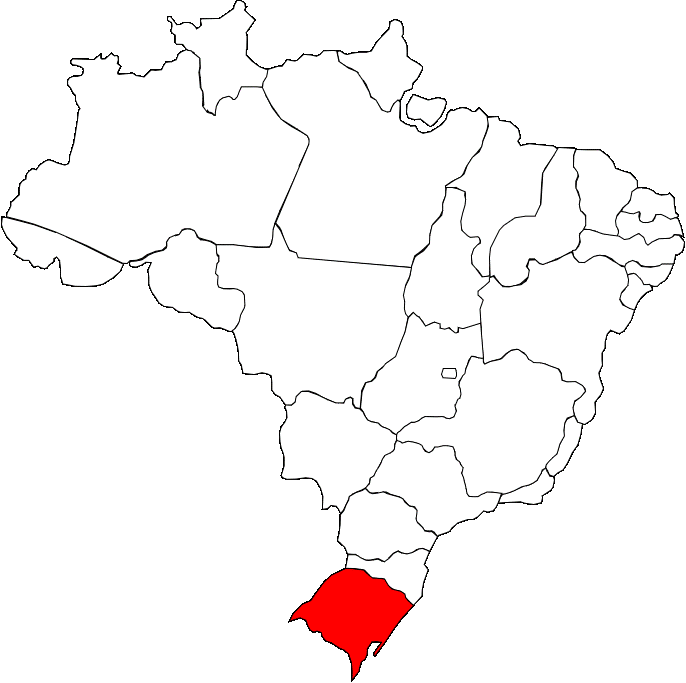 Carte du brésil montrant où se trouve Rio Grande do Sul