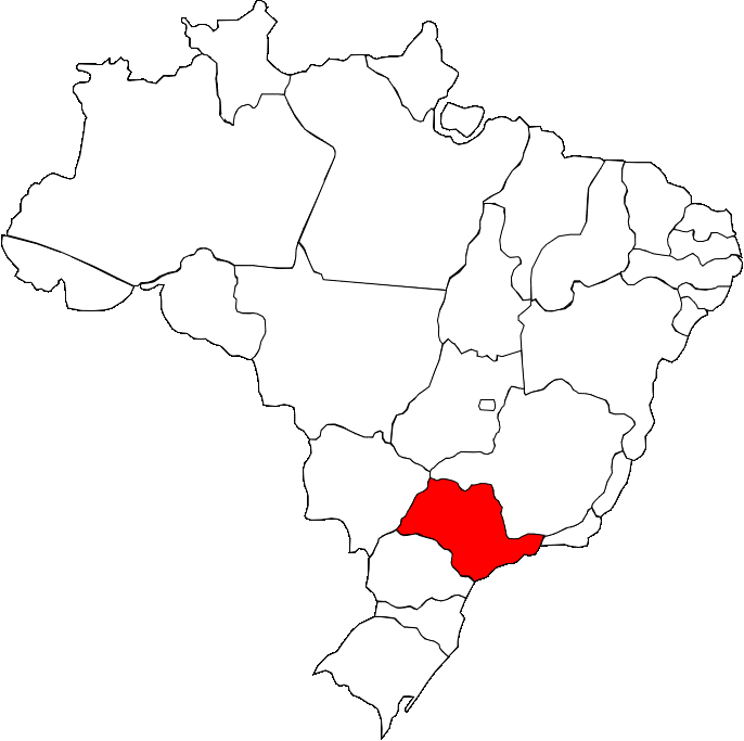 Carte du brésil montrant où se trouve Sao Paulo