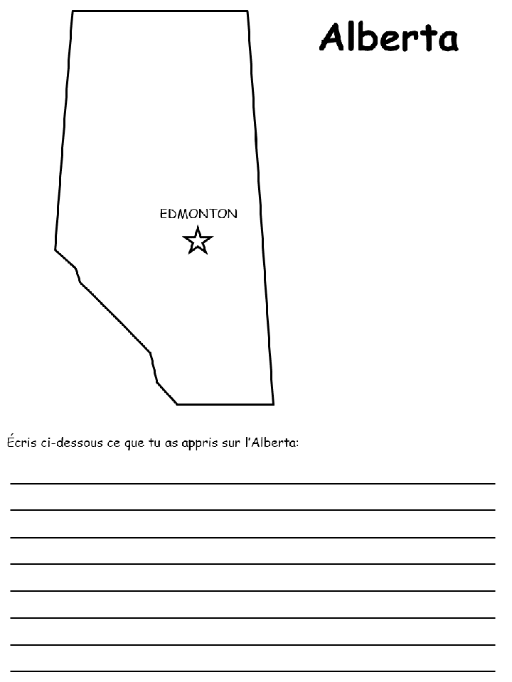 Carte de l'Alberta et feuille de travail de Réponse