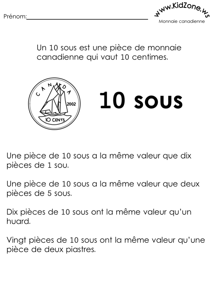 Info Sur Monnaie (10 sous)