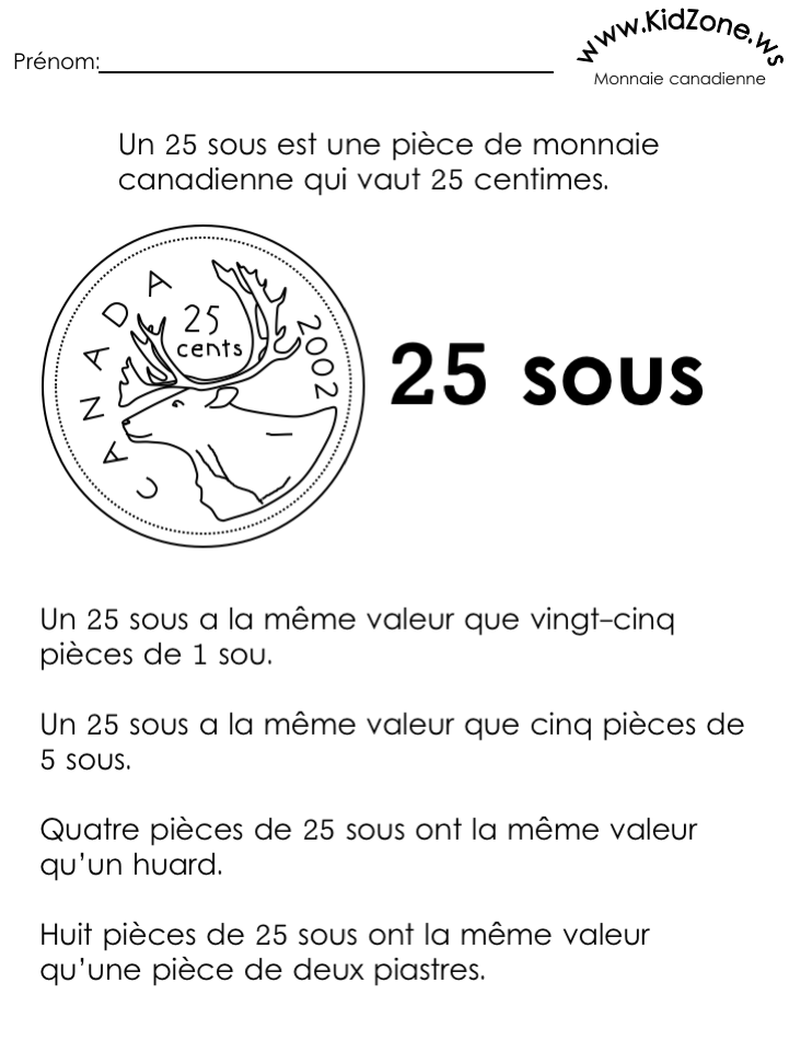 Info Sur Monnaie (25 sous)