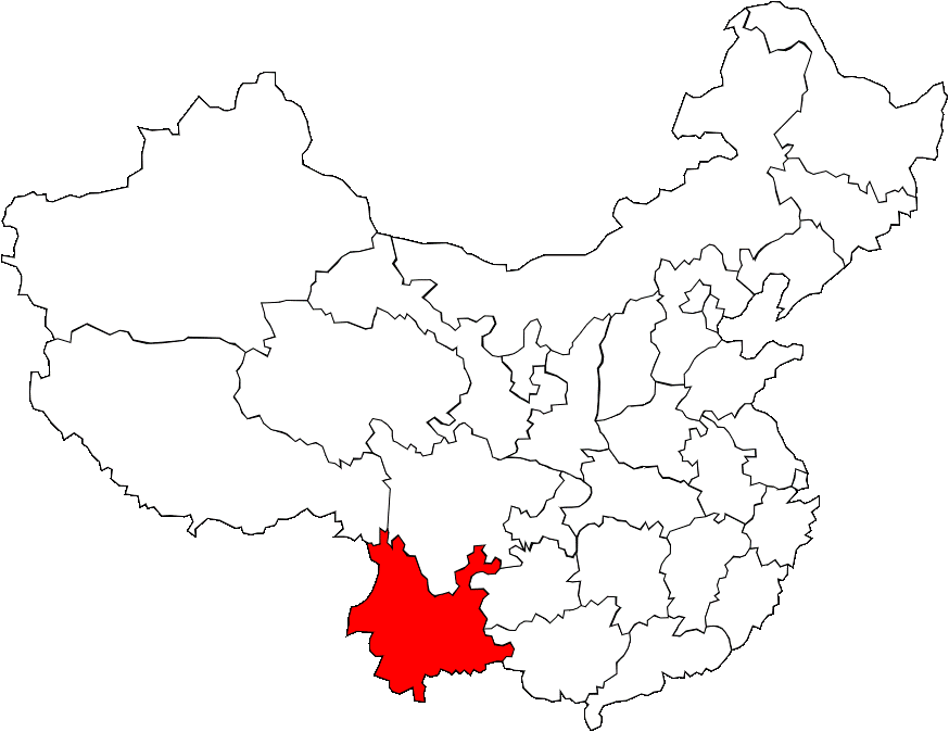 Une carte de la Chine montrant où se trouve le Yunnan