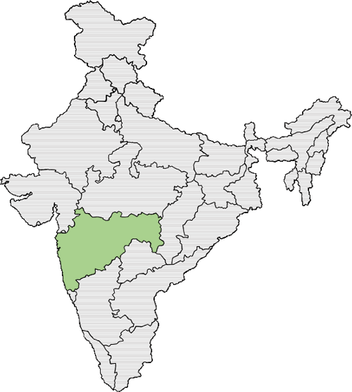 Carte indiquant où se trouve le Maharashtra, à l'ouest de l'Inde