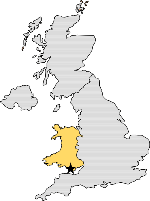 A map of the UK with Wales highlighted yellow