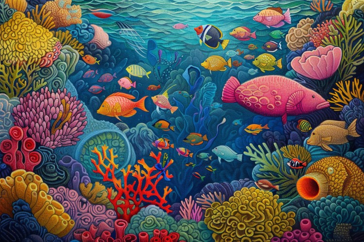 the ocean begins to heal. Beautiful colors of the coral reef.