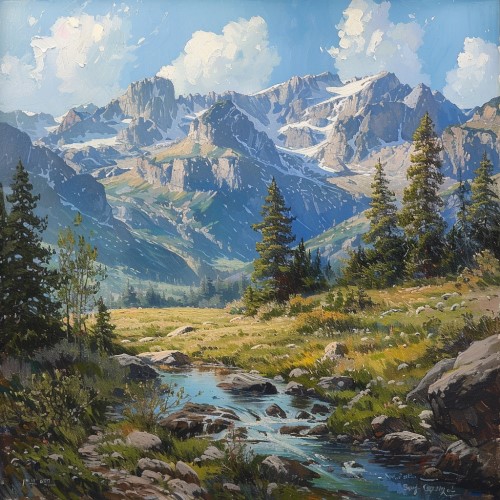 artwork of the rocky mountains