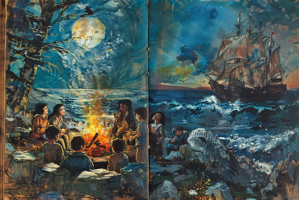 digital image of kids singing a sea shanty