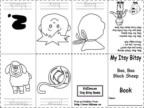 printable Itsy Bitsy Book for Baa Baa Black Sheep