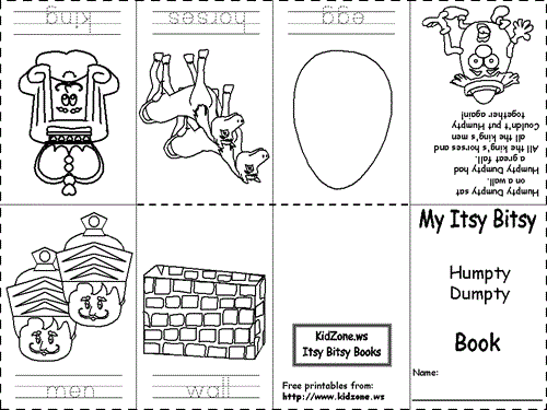 printable Humpty Dumpty itsy bitsy book
