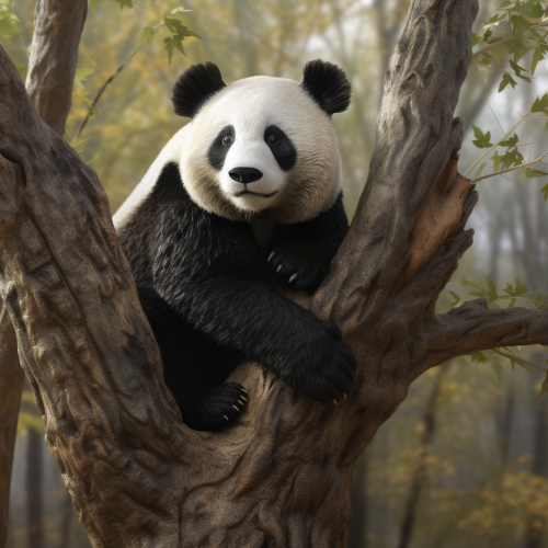 Giant panda in a tree
