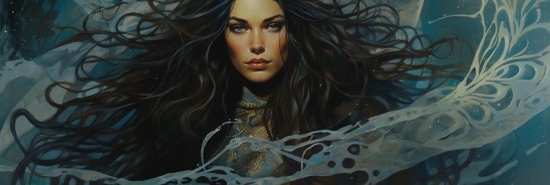 artwork of Danu with abstract water