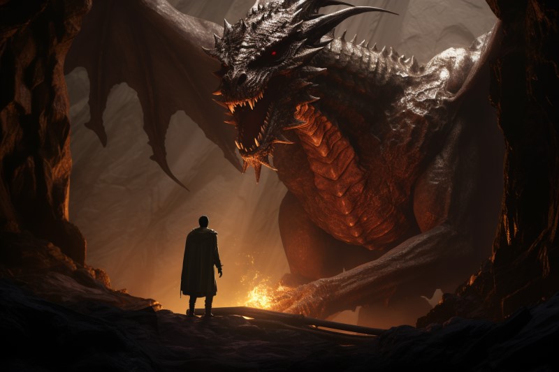 artwork of Merlin and the dragon