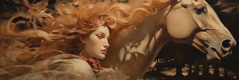 artwork of Epona and a horse