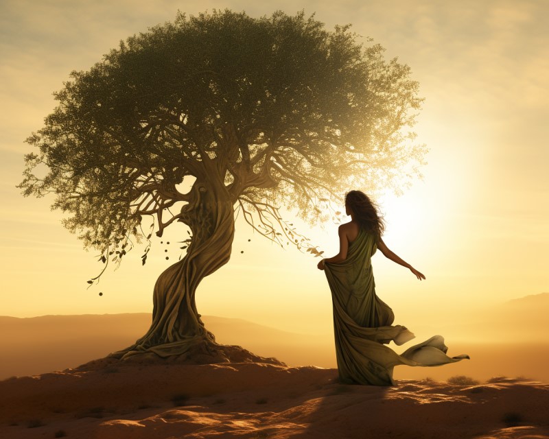 artwork of Athena and the olive tree