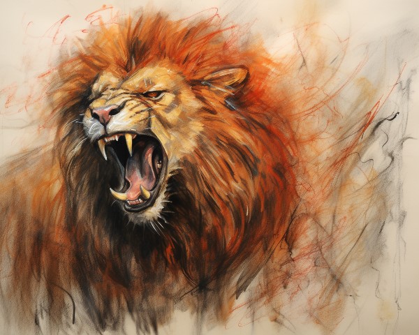 pencil crayon drawing of the Nemean lion
