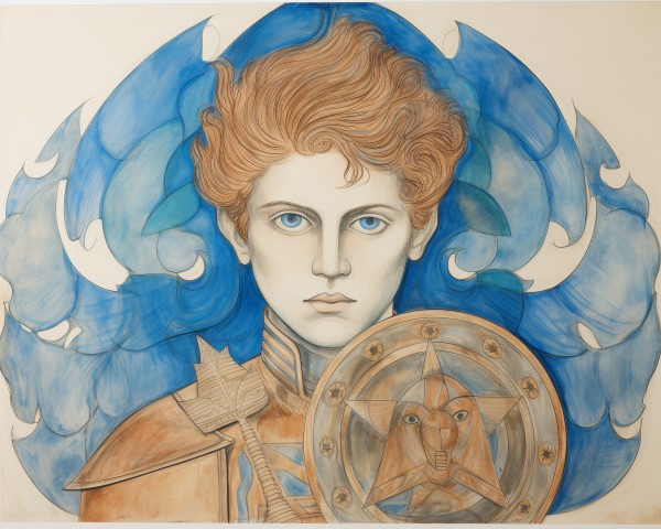 pencil crayon drawing of Perseus