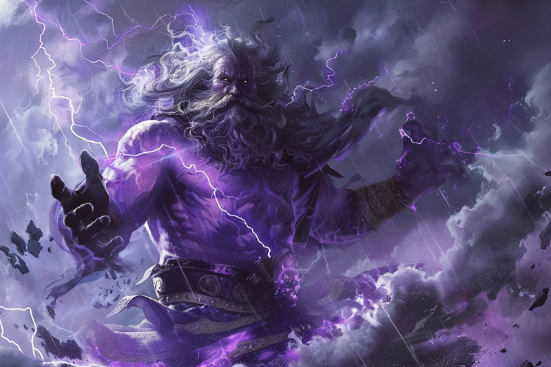 digital art of Zeus surrounded by lightning