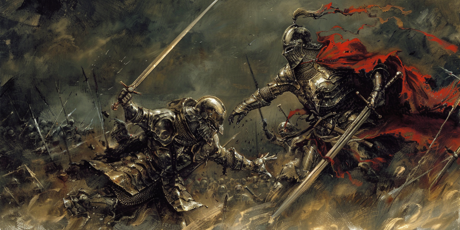 digital art of a battle between knights