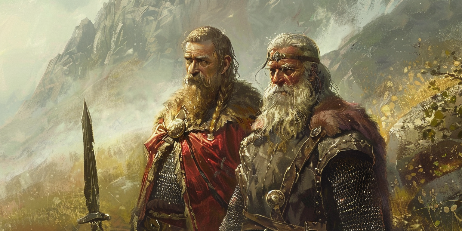 digital art of two noble british brothers Lludd and Llefelys