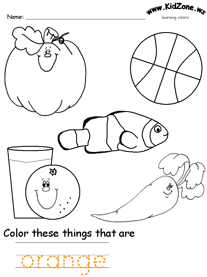 Printable Color Orange Coloring Pages AAA