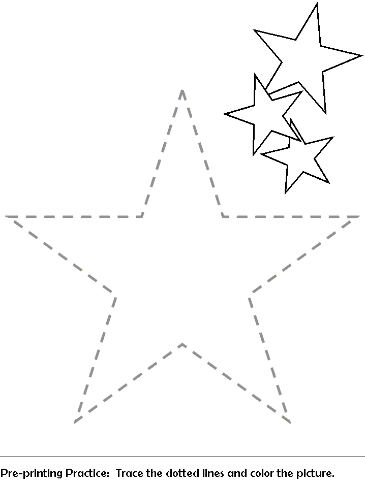 star trace and color worksheet | pre-printing practice worksheet