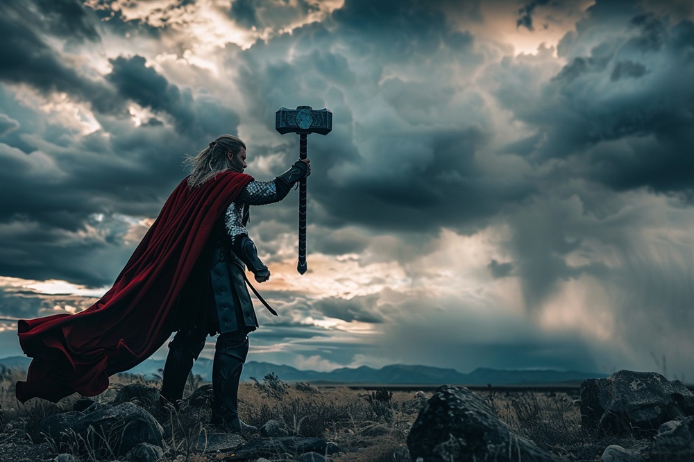 digital art of Thor holding his hammer